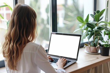 Laptop Blank Screen Mockup, White Black Screen Mockup