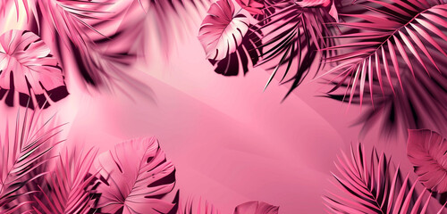 Wall Mural - a dreamy Pink tropical abstract background with dynamic shadows