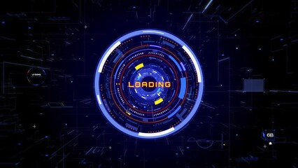 Leinwandbilder - Technology HUD circle spinning element. Futuristic geometric shape rotating and communication display for game, infographic, business 4K motion