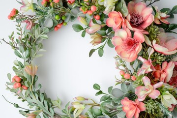Leinwandbilder - Craft a wreath with watercolor freesia and foliage