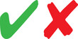 © JP - Green checkmark tick and red X icons.