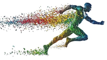 Wall Mural - A man is running in a colorful blur