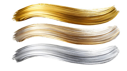 shimmering golden and silver waves isolated on transparent background