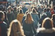 © Inigo - Crowd of people walking in the city. Blurred background.
