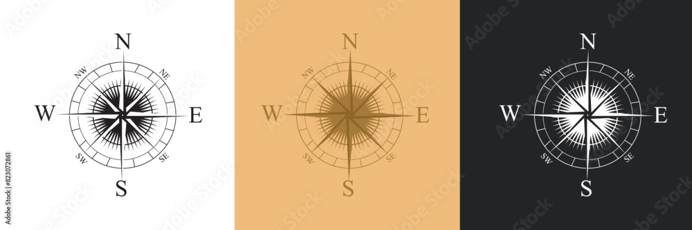 compass direction vector with cardinal points Stock Vector | Adobe Stock