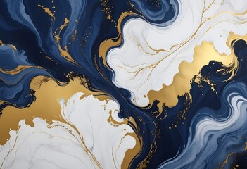 Wall Mural - White, blue marble, and gold abstract background texture. indigo ocean blue marbling with natural luxury style swirls of marble and gold powder