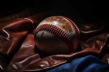 a baseball on a blanket