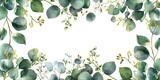 Watercolor wedding invitation design with eucalyptus leaves and jasmine flowers. Concept Wedding Invitations, Watercolor Design, Eucalyptus Leaves, Jasmine Flowers, Floral Theme