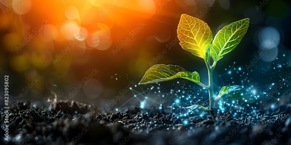 Organic agricultural technology research banner with copy space on ...