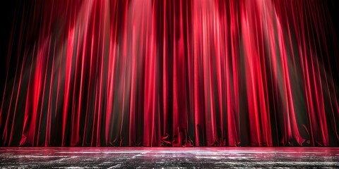 Wall Mural - Dramatic red curtains spotlight stage ideal for theatrical or entertainment concepts. Concept Dramatic Lighting, Red Curtains, Entertainment Concept, Theatrical Stage, Spotlight Stage