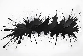 Wall Mural - Abstract black in splash, paint, brush strokes, stain grunge isolated on white background, Japanese style