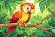 © Rattana - Capture the essence of this humorous parrot in a coloring book, presenting an engaging and educational activity for kids with this lively cartoon 2D illustration.