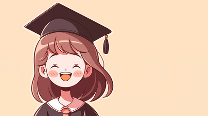 Wall Mural - Hand drawn cartoon graduation girl illustration
