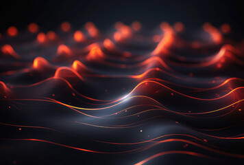 Wall Mural - Dynamic Red Waves on Digital Seascape