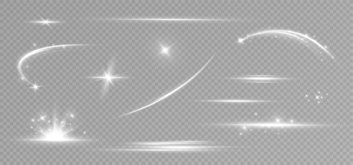 Poster - White glowing light explodes on a transparent background. with ray. Transparent shining sun, bright flash. Special lens flare light effect.	