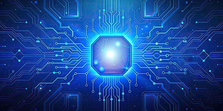 Abstract vector of computer technology background with circuit board and blue tech design