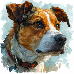 Sticker - Portrait of a dog Jack Russell Terrier.  illustration.