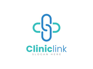Wall Mural - Clinic link logo design vector template
