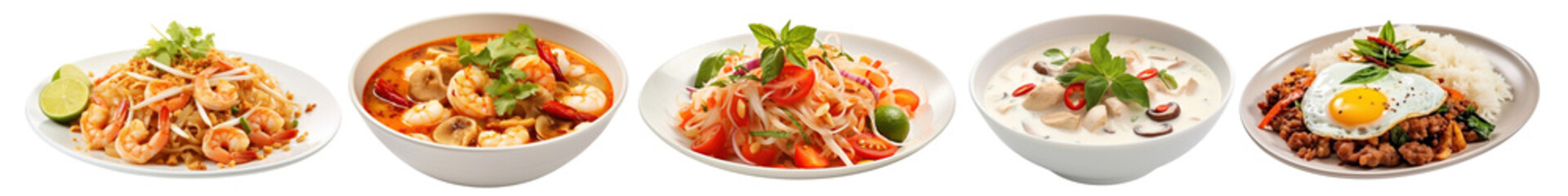 Wall Mural - famous thai food png element set on transparent background