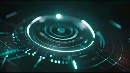 Aufkleber - Abstract HUD user interface with spinning circles. Optical display with scope and scanning. Glowing digital futuristic illuminator light.