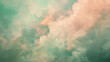 © GoonDuLagoon - Background of Renaissance Clouds Painting: Pastel Mint Green & Peach, Mid-Morning Soft Dreamy Light