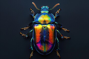 bright and colorful beetles with a black background