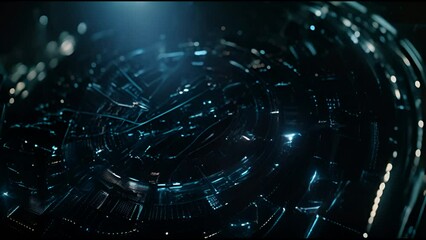 Aufkleber - The D-Hud concept is an animated rounded blue hologram. The design is a digital technology concept that utilizes radial graph visualization, a hi-tech dashboard, a futuristic interface, a virtual