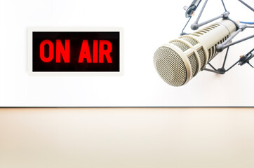 Wall Mural - Professional microphone and on air sign