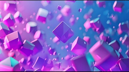 Leinwandbilder - A colorful image of many blue and purple cubes on a blue background. The cubes appear to be flying through the air. The image has a playful feel.