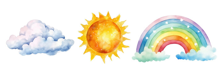 Wall Mural - weather element png element set on transparent background