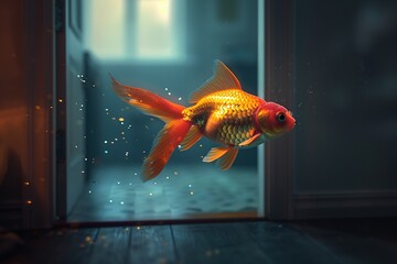 Wall Mural - A red goldfish