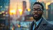 © wasan - Entrepreneur in front of a city skyline, representing modern business and innovation