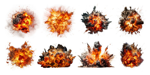 Wall Mural - Explosion fire png element set on transparent background