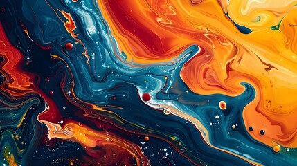 Poster - Vibrant Swirling Marbled Patterns with Bold Colors and Hypnotic Waves in Dynamic Abstract Composition