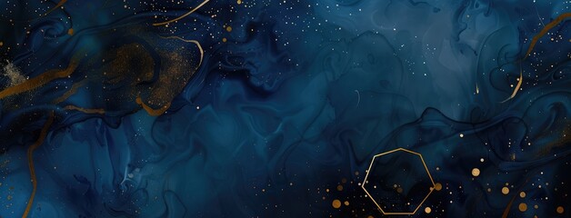 Poster - Abstract Blue and Gold Fluid Art Background