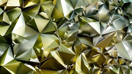Wall Mural - a captivating geometric abstract background with intricate polygons and patterns in shades of olive 
