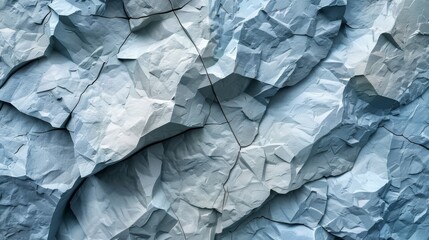 Detailed view of a rugged rock face with triangular patterns and textures