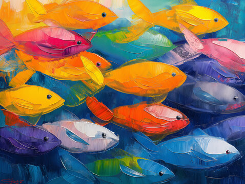 Fische in Blaugrün und Orang