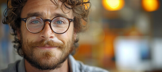 Leinwandbilder - A happy software developer in office. Generative AI.