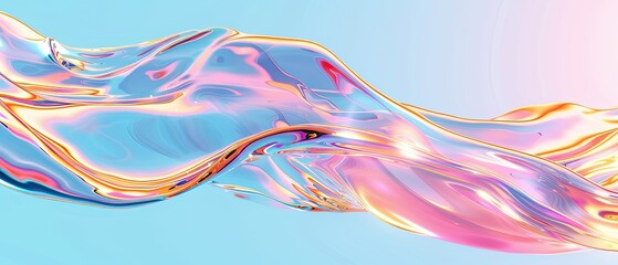 Wall Mural - abstract fluid art with vibrant pink, blue, and orange colors blending beautifully, creating a smoot