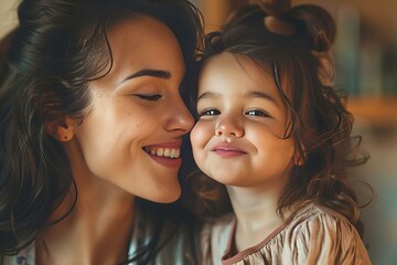 Woman and child smiling together