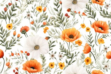 Wall Mural - Abstract elegance seamless pattern with floral background