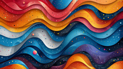 Wall Mural - A vibrant abstract background filled with swirling waves and twinkling stars, creating a mesmerizing and enchanting scene