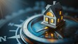 © Borin - A conceptual image of a mini house model placed inside a compass, symbolizing the direction and guidance provided by real estate professionals.