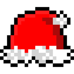 Pixel art cartoon santa claus hat icon 3