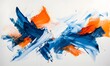 © Lucky Vision - abstract art with gestural lines and brushstrokes in varying shades of blue and orange, arranged in a dynamic and fluid composition that conveys emotion and spontaneity on the canvas.