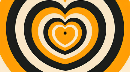 Wall Mural - A heart made of circles with a yellow center and black border