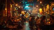 © ศิริธัญญา ตันสกุล - A crowded bar with people sitting at tables and a stage with a band playing