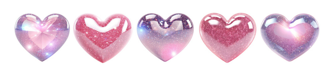 Wall Mural - heart shape crystal png element set on transparent background