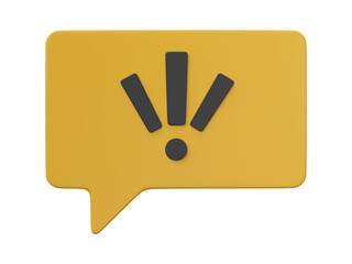 3D exclamation mark icon, Yellow warning sign symbol alert safety danger caution illustration icon security isolated on transparent background